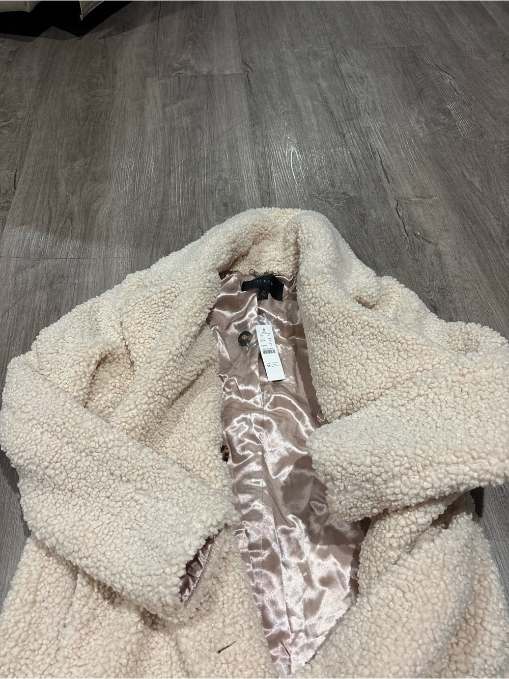 J. Crew Double Breasted Teddy Sherpa Women's Ivory Topcoat BA528 Size Small NEW - Picture 3 of 4